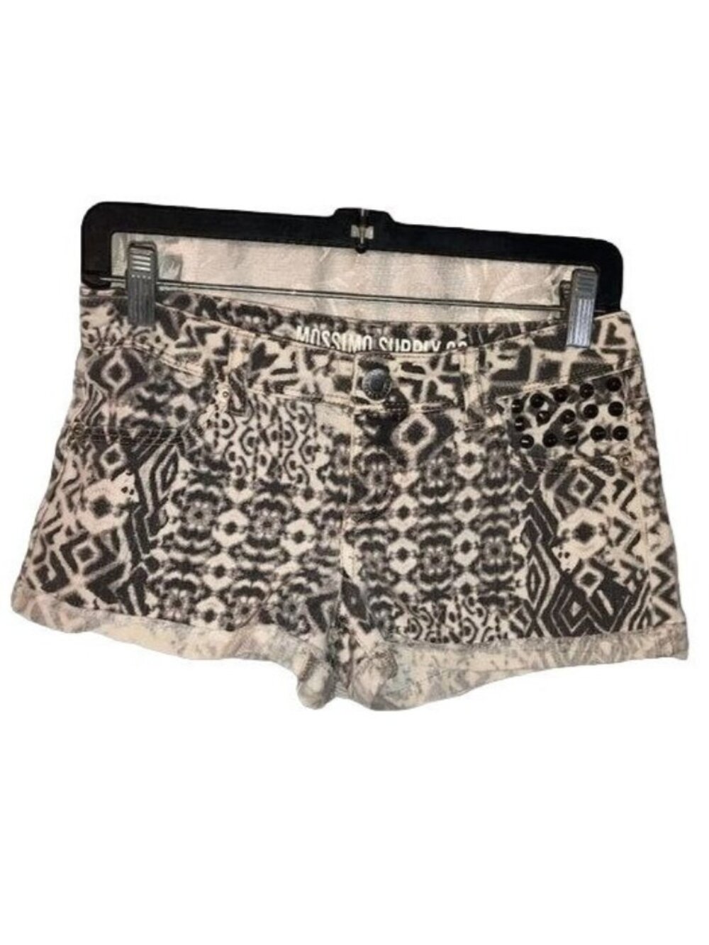 mossimo supply co short shorts black white pockets zipper button size 3 READ